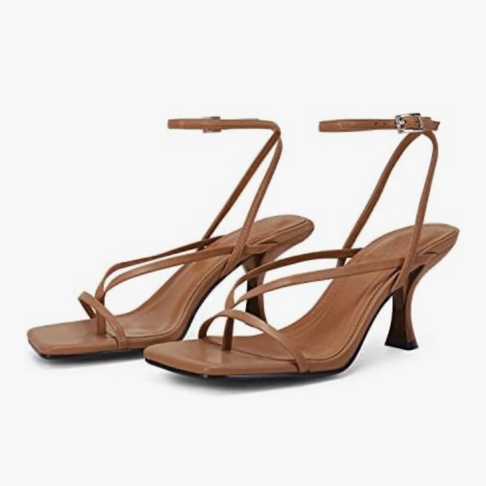 Jeffrey Campbell Fluxx Tan Genuine Suede Strappy Heels Sandals Size 8
